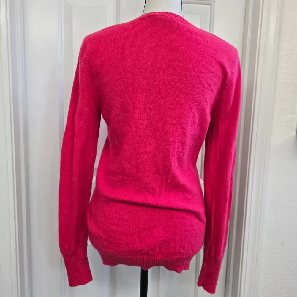 Enzo Mantovani Pink 100% Cashmere V-Neck Sweater M CozyLuxe Minimalist Soft Girl